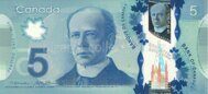 Genuine Canadian note 5 dollars 2013 polymer