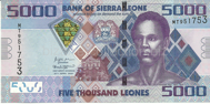 Genuine Sierra Leone banknote 5000 leone 2021